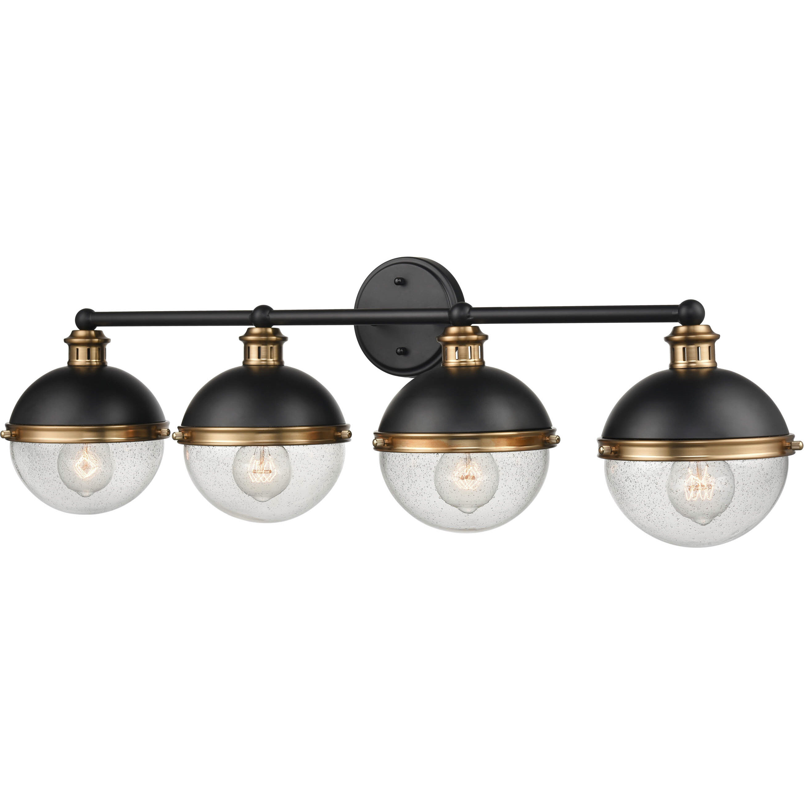 Ellmira 4 Light 33 inch Matte Black/ Aged Brass Vanity Light Wall Light
